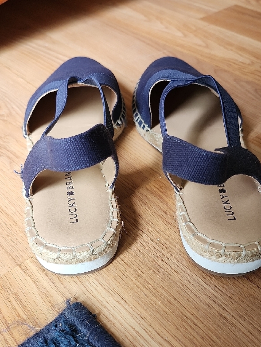 Lucky Brand Navy Canvas Espadrille Slingbacks with Crisscross Straps - Picture 3 of 9